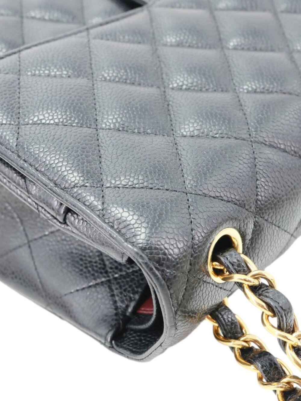 Chanel  Classic Double Flap Jumbo Quilted Caviar Leather Shoulder Bag Black - Picture 9 of 15